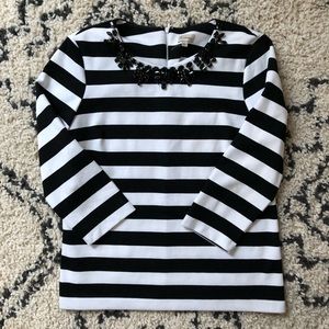 Black/white striped jewel neck shirt - Size Medium